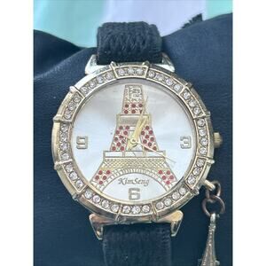 Kim Seng Gold Tone Eiffel Tower Womens Quartz Watch